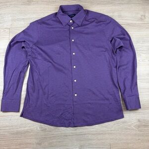 Eton Pique Textured Twill Purple Contemporary Fit Button Down Shirt Size XL